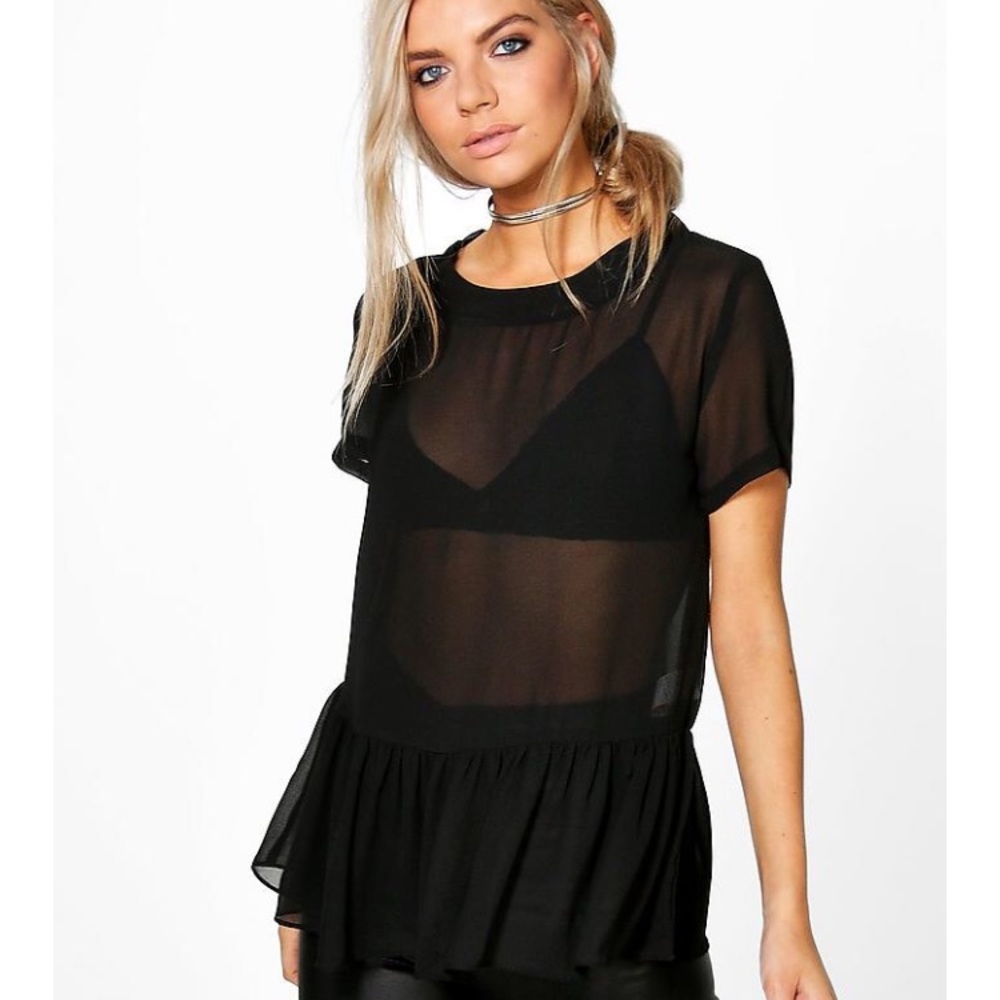 Boohoo Frill Sheer Top